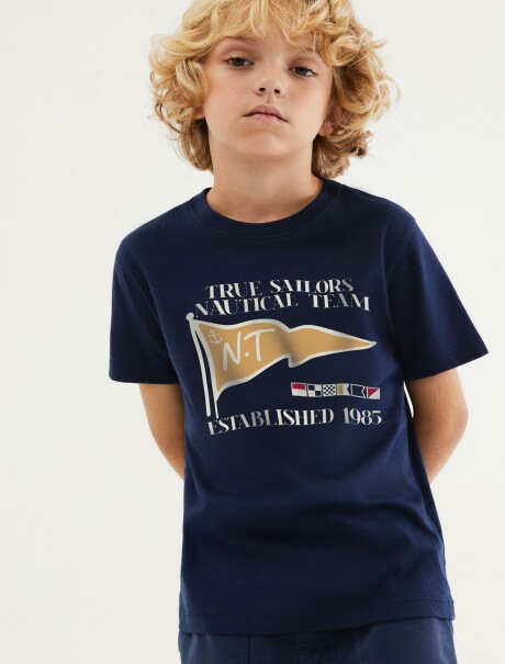 CAMISETA INFANTIL CON ESTAMPA AZUL