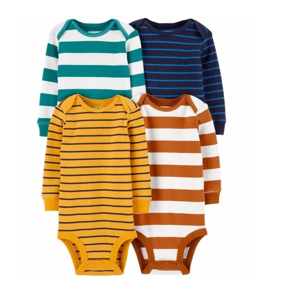 Set de Bodies Carters x4 Talle RN Strioed Mostaza