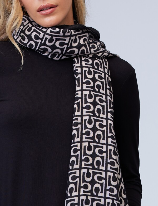 Pashmina Printed NEGRO/BEIGE