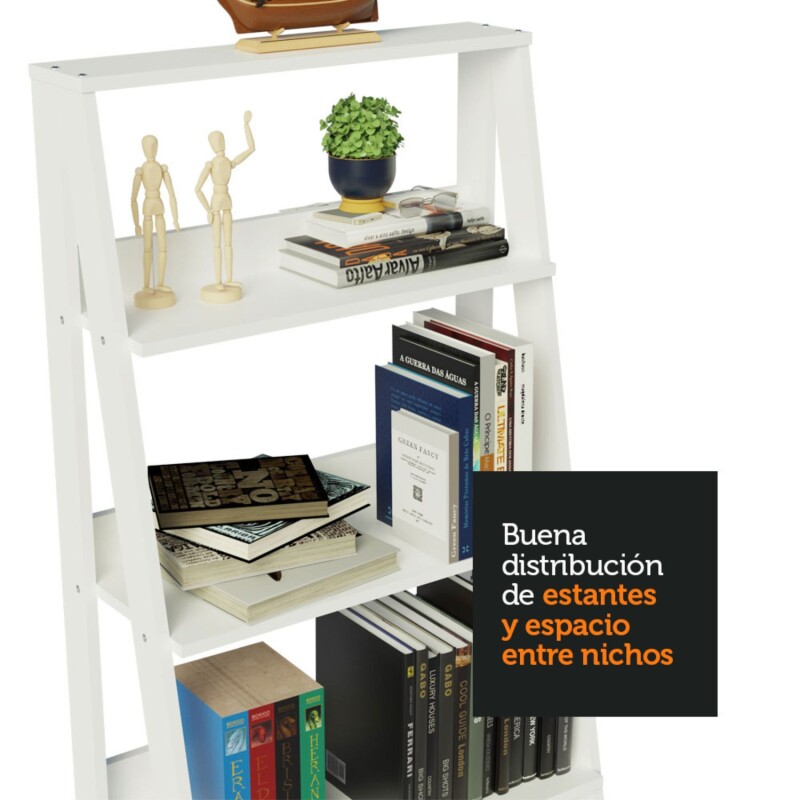 Estantería biblioteca multiuso Lumax escalera para Libros 4 Repisas Blanco