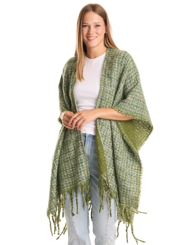 Ruana Tweed Flecos VERDE/MULTI