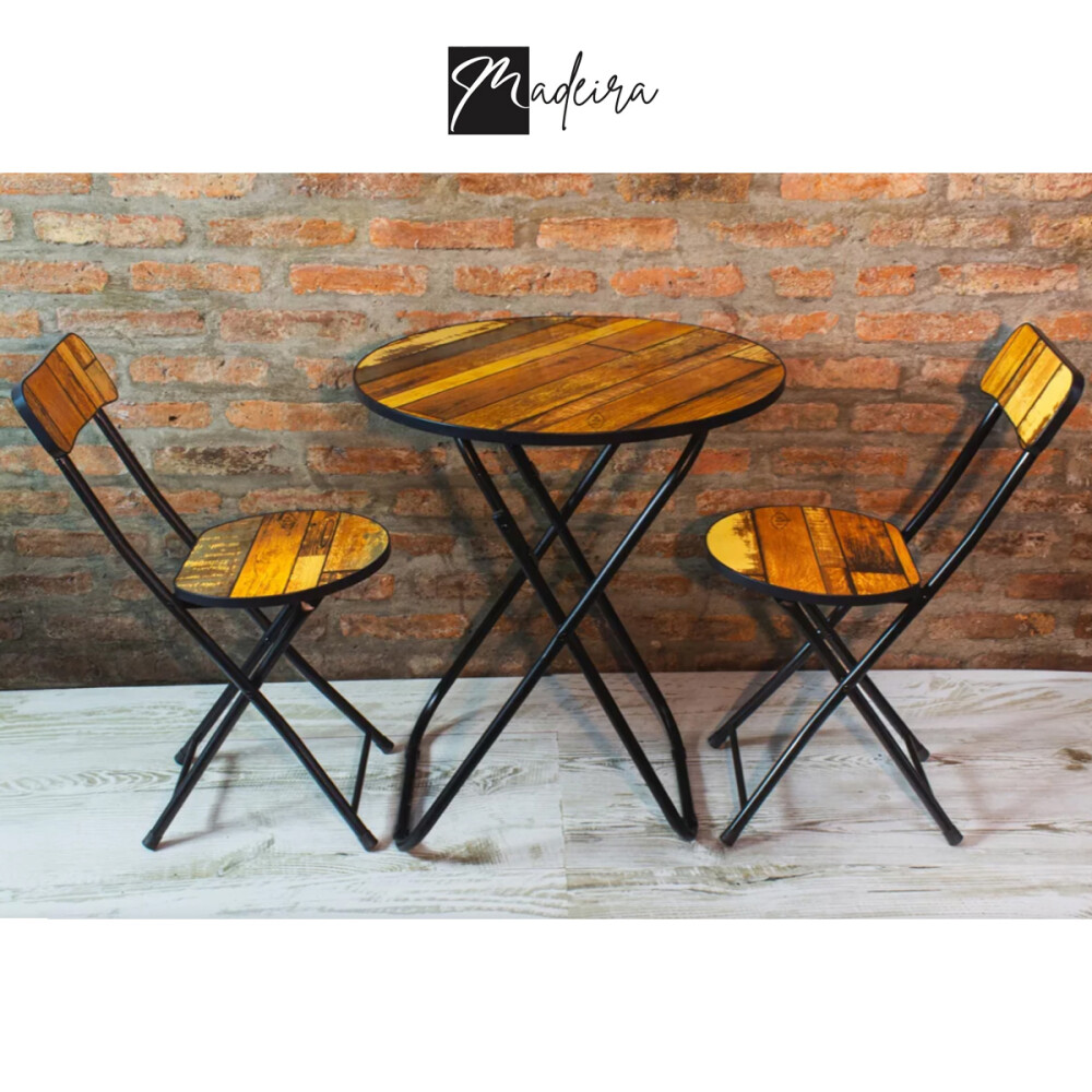 Juego de balcón terraza mesa redonda con 2 sillas Juego de balcón terraza mesa redonda con 2 sillas