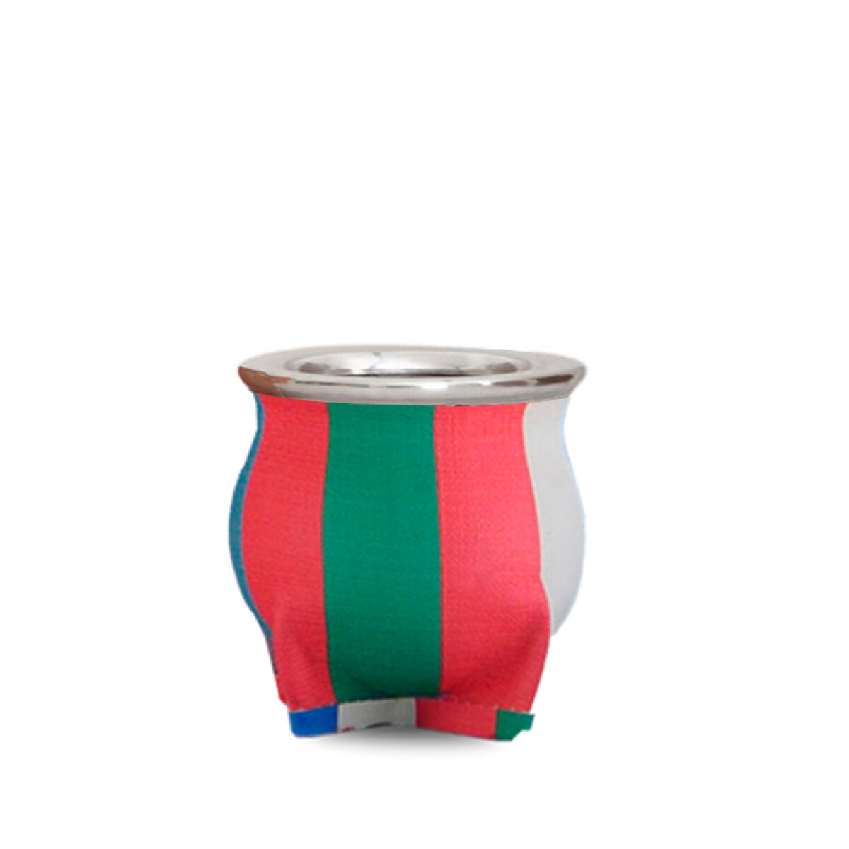 MATE DE CERÁMICA CHICO DELTA - RAYADO CORAL AZUL Y VERDE 