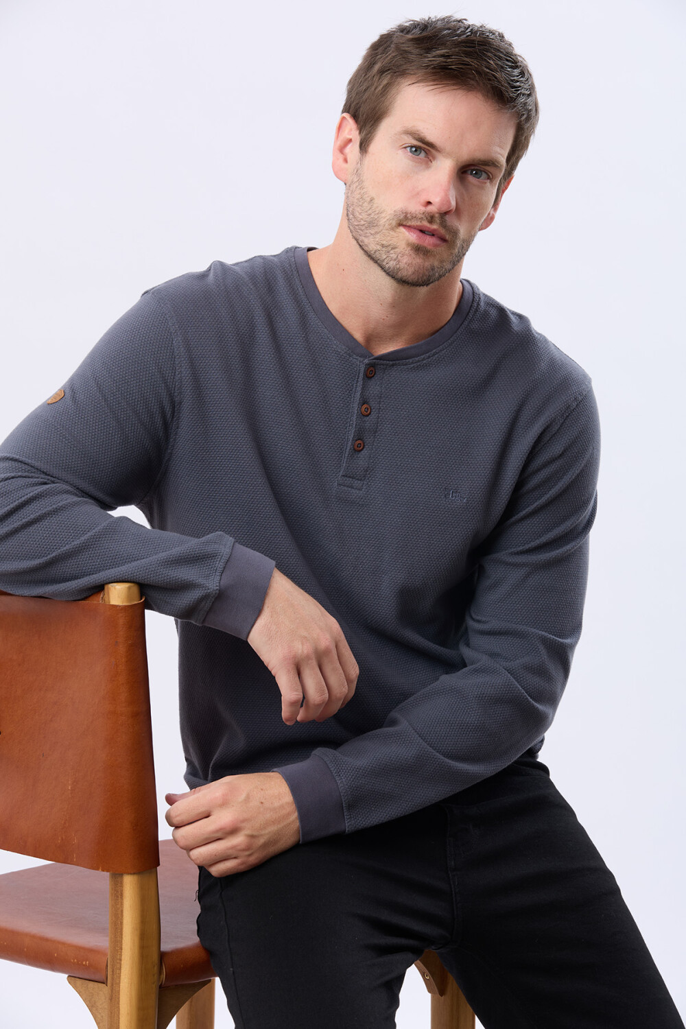 REMERA TEXTURADA DE ALGODÓN Azul