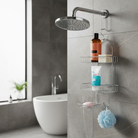 Organizador De Ducha Metálico Práctico Elegante Plateado