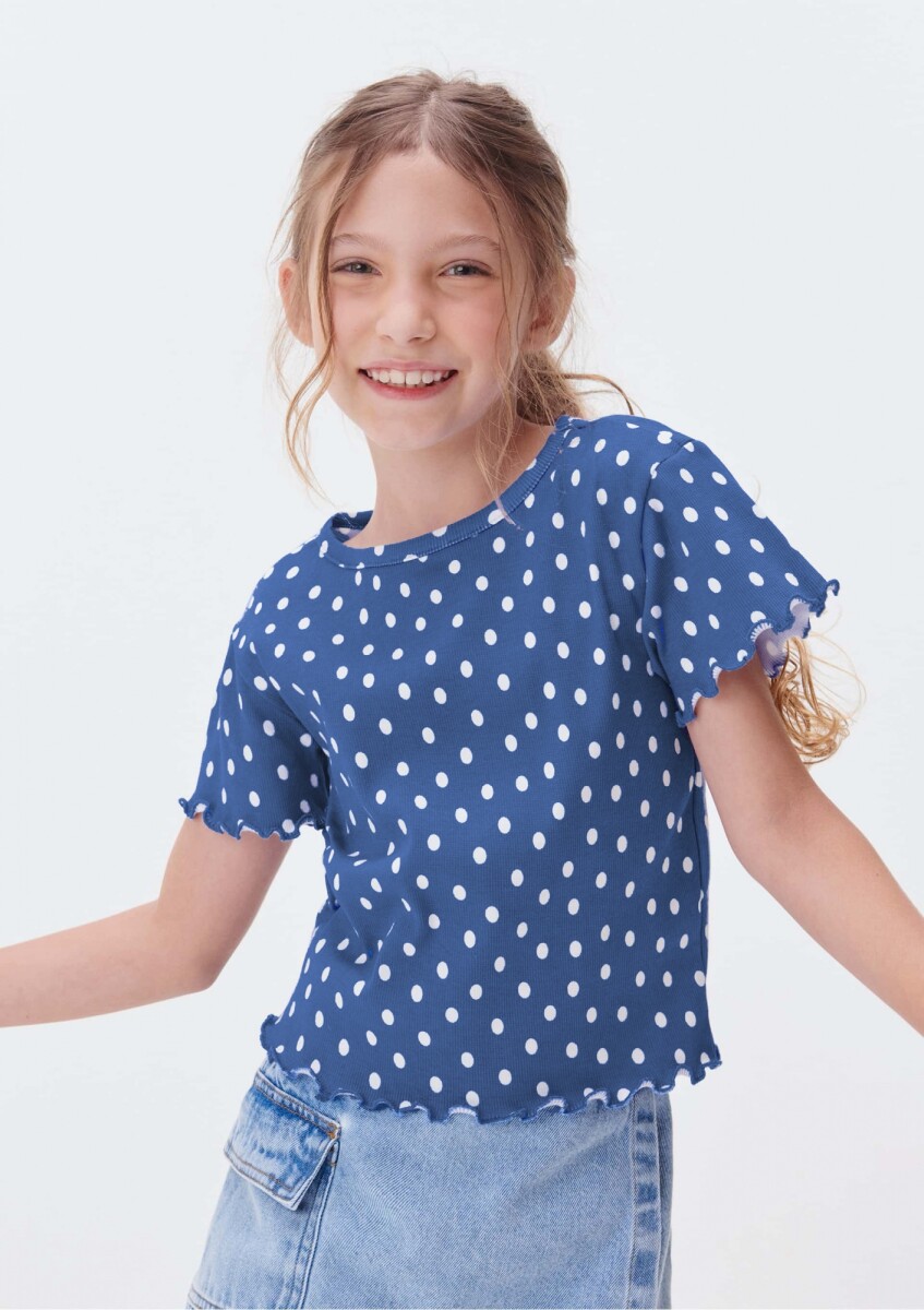 BLUSA MANGA CORTA INFANTIL CON ESTAMPADO - AZUL 
