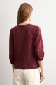 Remera mangas poplin ciruela