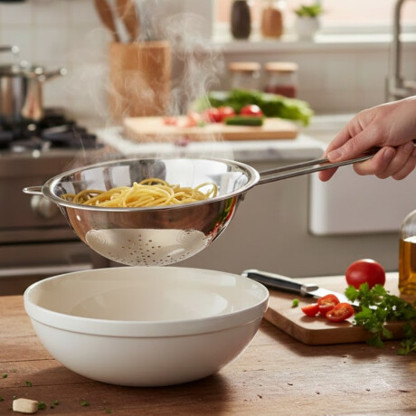 Colador con mango ac inox 21 cm PLATEADO