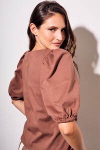 Remera Algodón Manga Globo Mocha