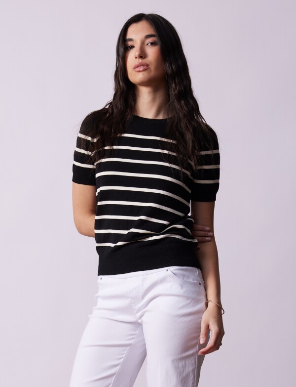 Buzo Lineas NEGRO/BEIGE