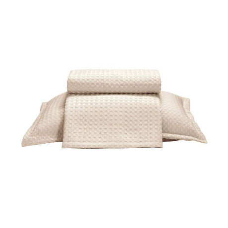 Juego Colcha y Funda Dohler Provenza 1 Plaza 100% Microfibra Beige
