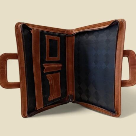 Carpeta con asas cuero/pecarí Marrón