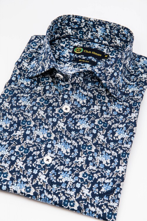 Camisa Fantasia Short Collar Slim-Fit - Capri Camisa Fantasia Short Collar Slim-Fit - Capri