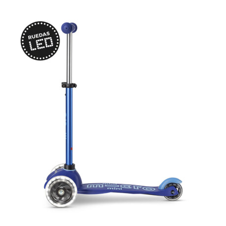 Monopatín Micro Mini Deluxe LED Ajustable con 3 Ruedas Azul