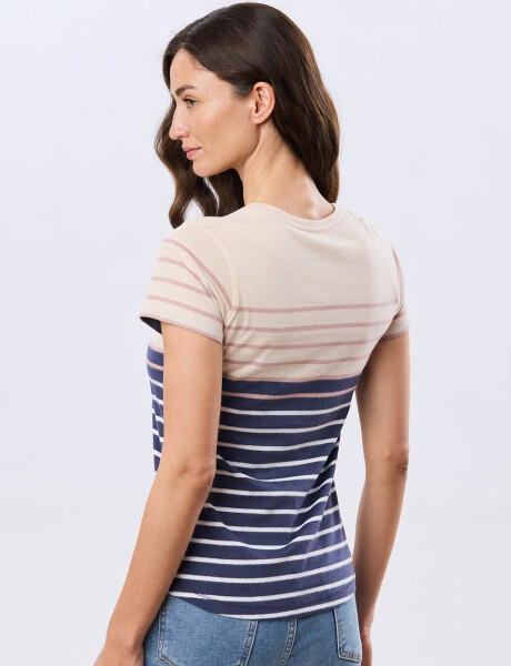 REMERA RAYADA DE ALGODÓN Azul