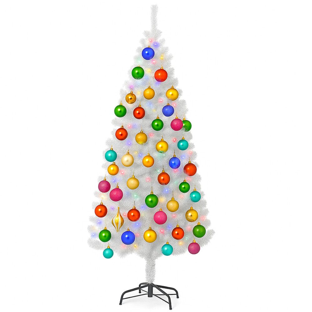 Arbolito Arbol Navidad 1,80m Completo Con Luces Y Adornos Blanco