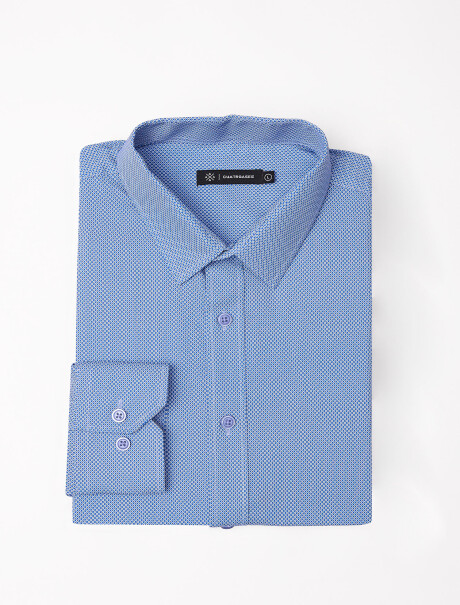 Camisa m/l estampada azul