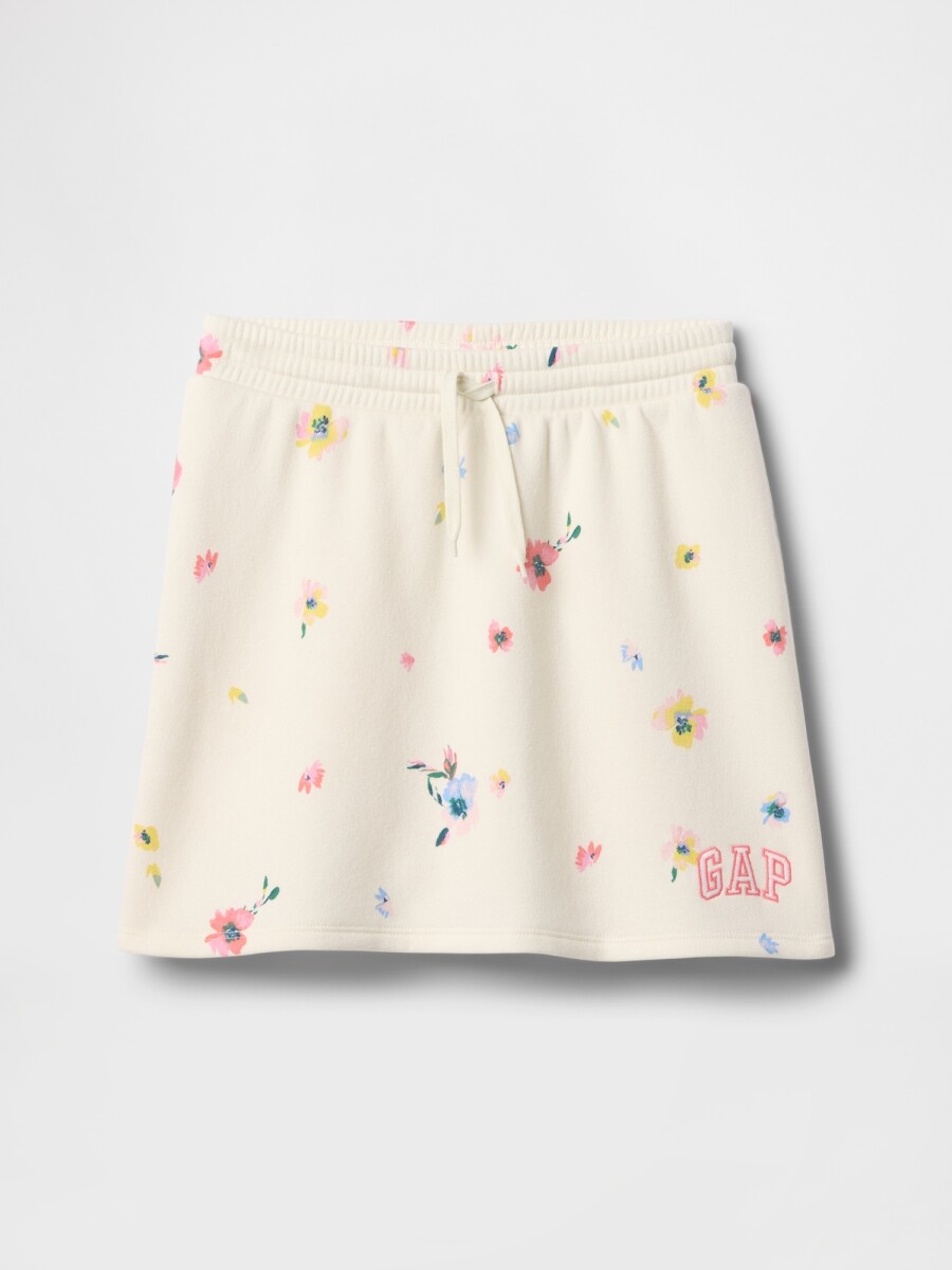 Short Pollera Logo Gap Niña - White Floral Print 