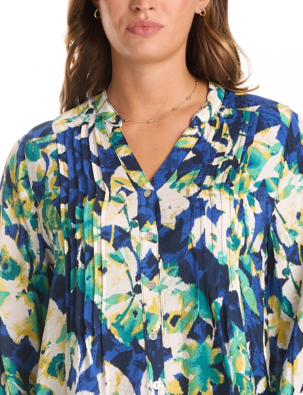 Blusa Plisada MULTI/AZUL