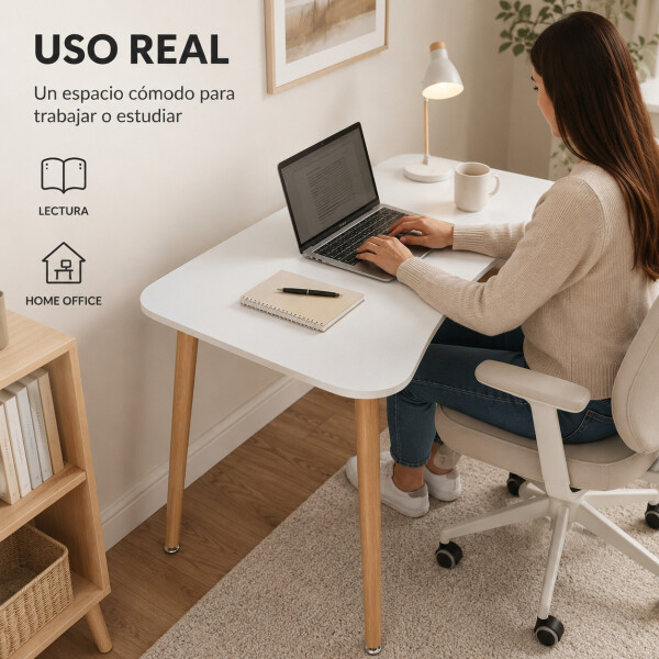 Escritorio Combohome Milan Mesa 100 Cm Laqueada Home Office Color Blanco