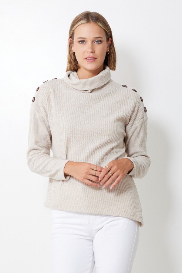 Polera Botones BEIGE