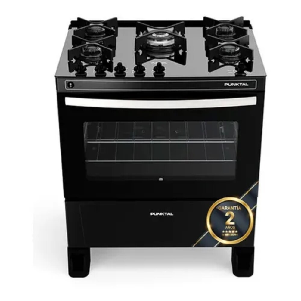 COCINA S/GAS 5 HORNALLAS, MESADA VIDRIO, ENC. ELÉCTRICO negro