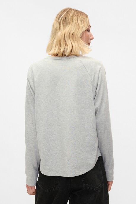 Remera Logo Gap Manga Larga Mujer Light Heather Grey B08
