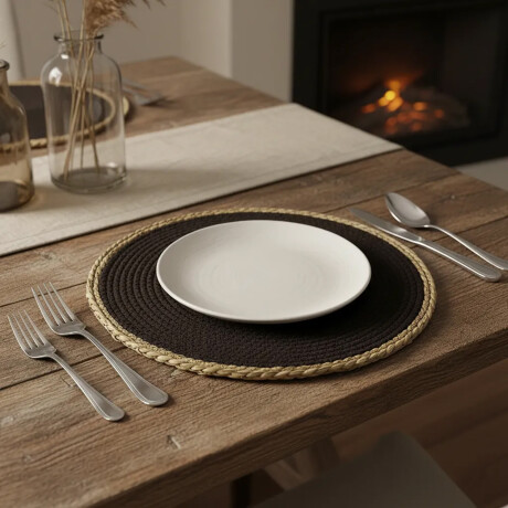 Mantel Individual en Fibra Natural y Algodón Ø38Cm Paramount Marrón