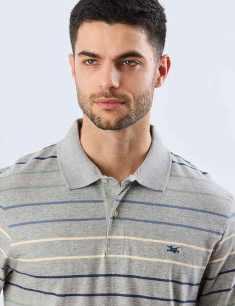 REMERA POLO RAYADA JERSEY Gris