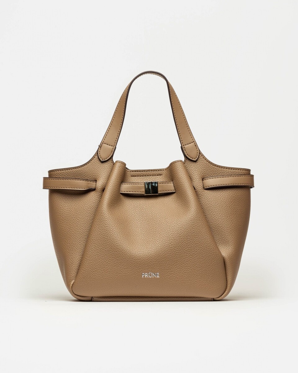 Cartera de mano Marble en efecto cuero graneado - Taupe 