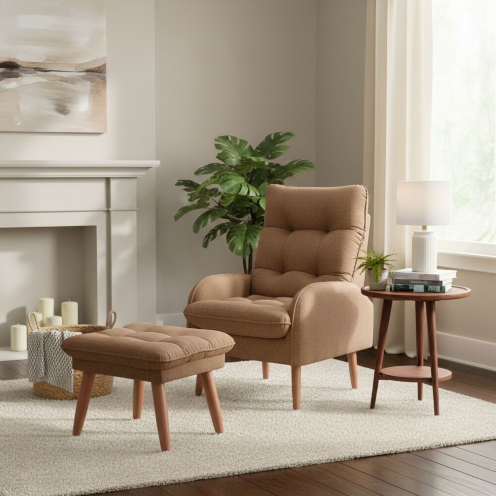 Butaca 1 Cuerpo Living + Puf - Nantes Marrón