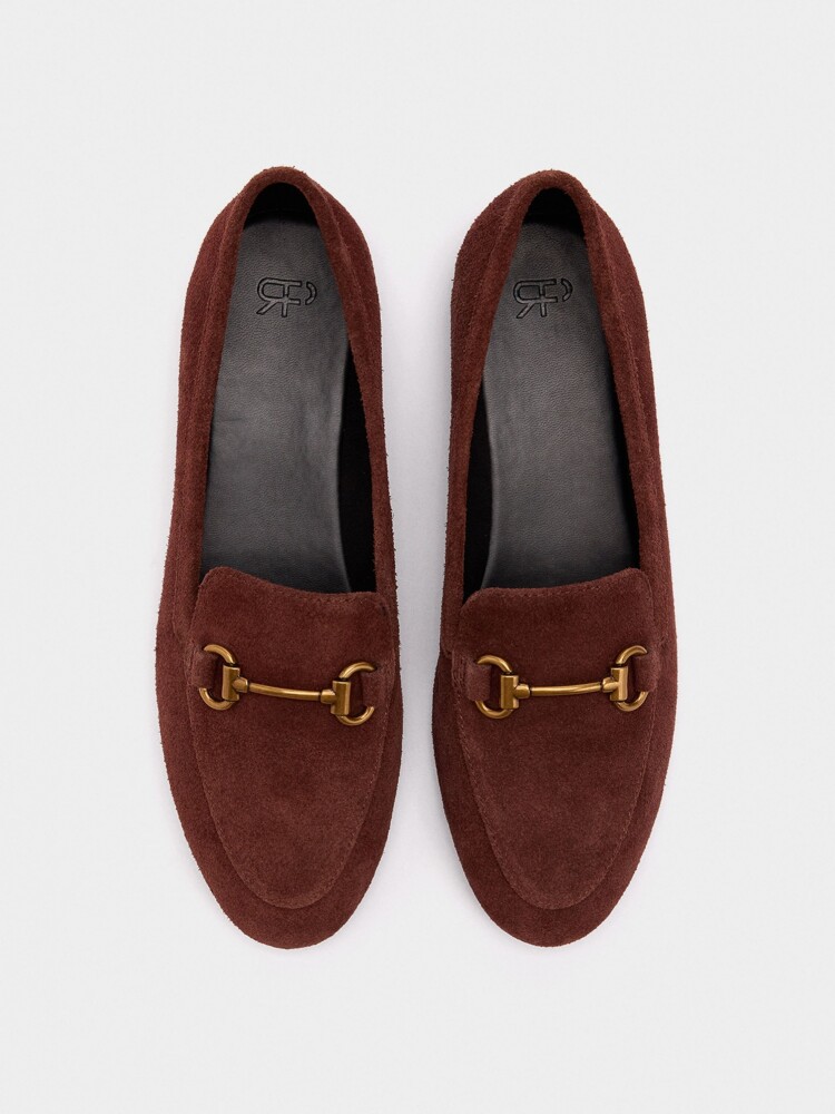 Mocasines De Piel Con Hebilla canela