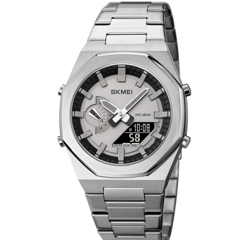 Reloj Skmei 1816SIBK Híbrido Hombre Plateado con Esfera Negra Plateado