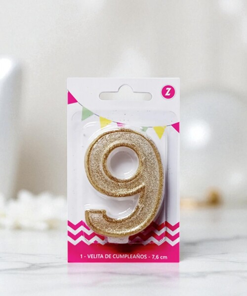 Vela grande glitter n # 9 oro Vela grande glitter n # 9 oro