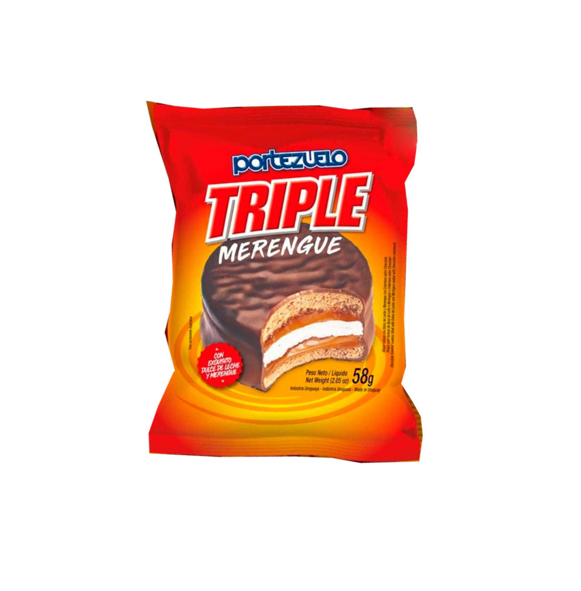 Alfajor Triple Portezuelo Chocolate Negro y Merengue X12