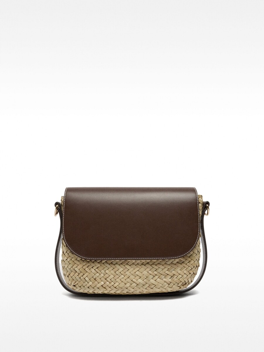 Bolso Bandolera De Rafia Con Solapa marron