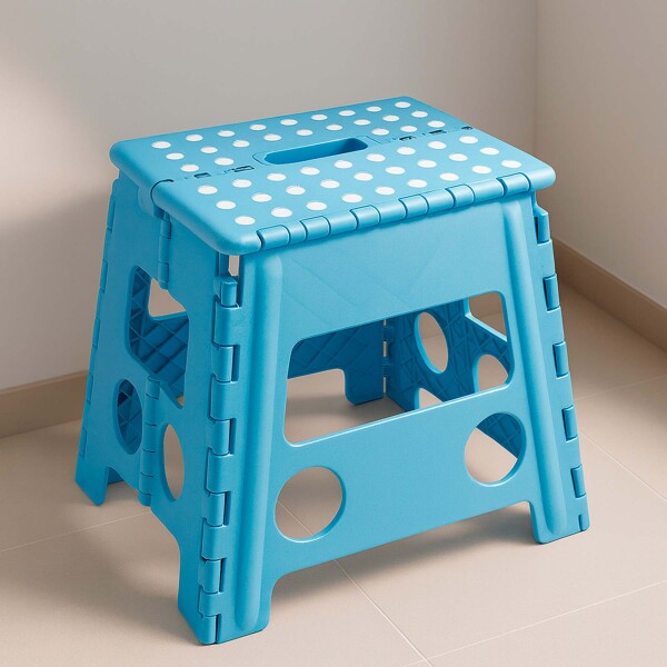 Banco Plegable Multiuso Resistente Banquito 32 Cm Alto 90 Kg Color Variante Azul