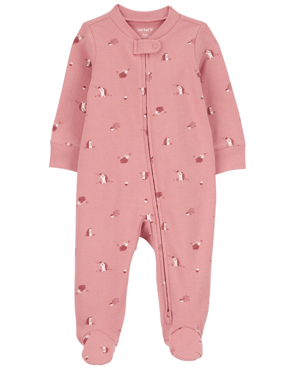 Pijama 1 pieza de algodón, con pie, diseño erizos 