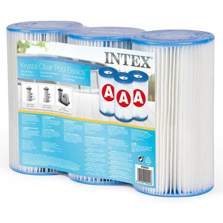 Set 3 Filtros Intex Cartuchos P/ Bomba Piscina Tipo A Set 3 Filtros Intex Cartuchos P/ Bomba Piscina Tipo A