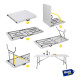 Mesa Plegable Tipo Valija Portable Plástica 180cm Blanca Blanco