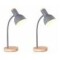 2 X Lampara De Escritorio Portatil Nordica Madera Vintage Gris