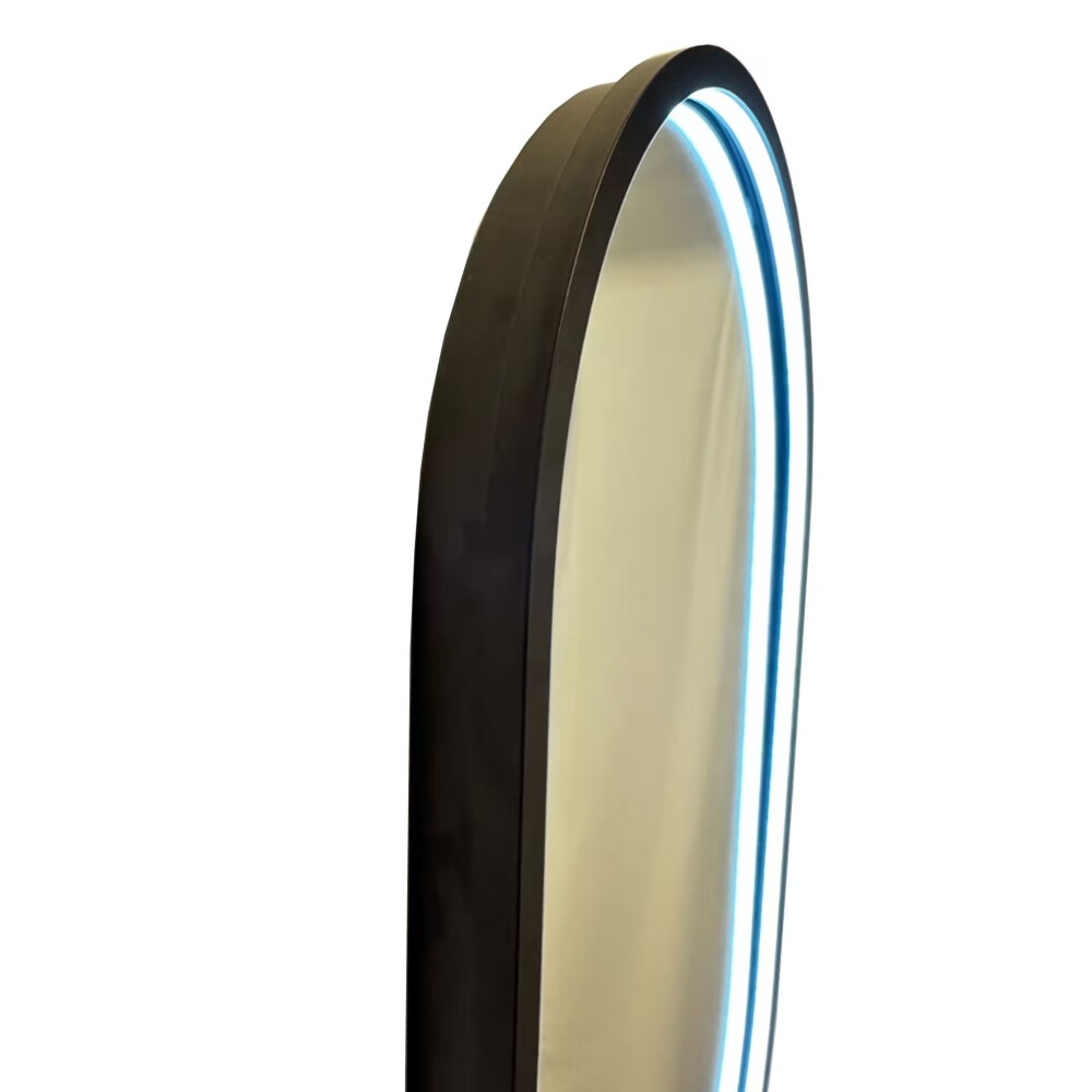 Espejo LED 45x80 oval negro con desempañador cinta led silicona Espejo Led 45x80 Oval Negro Con Desempañador Cinta Led Silicona