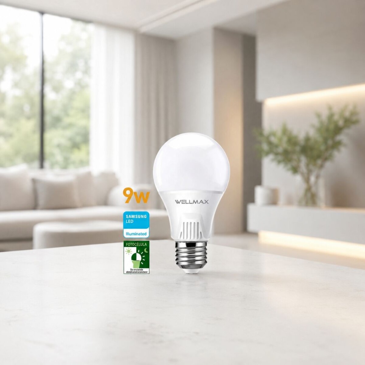 Lampara 9W Wellmax Blanco Calida Led 
