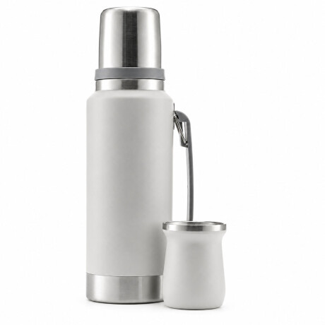 Set Matero Termo 1L Ac. Inox + Mate 160ml Térmico Completo Gris Claro