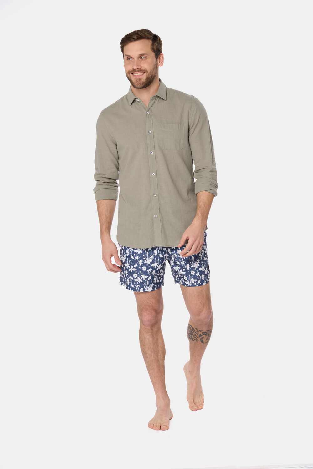 SHORT DE BAÑO ESTAMPADO Azul