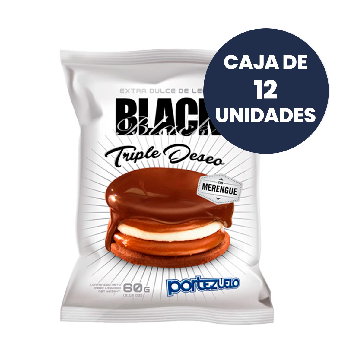 Caja de Alfajores Portezuelo Black 12U Triple Deseo 