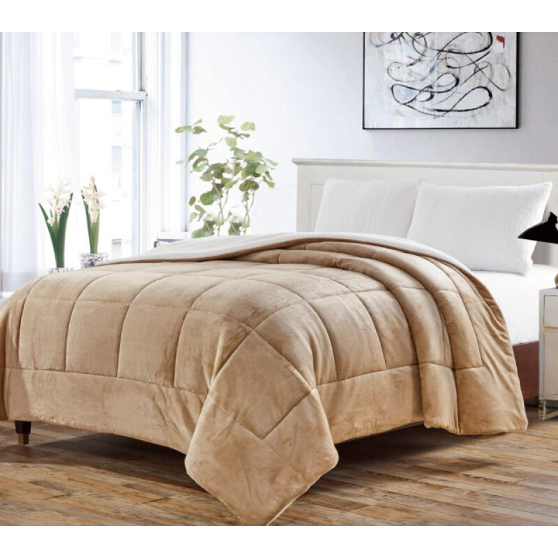 Acolchado RED FLEX de Corderito y Sherpa QUEEN 250x230 BEIGE