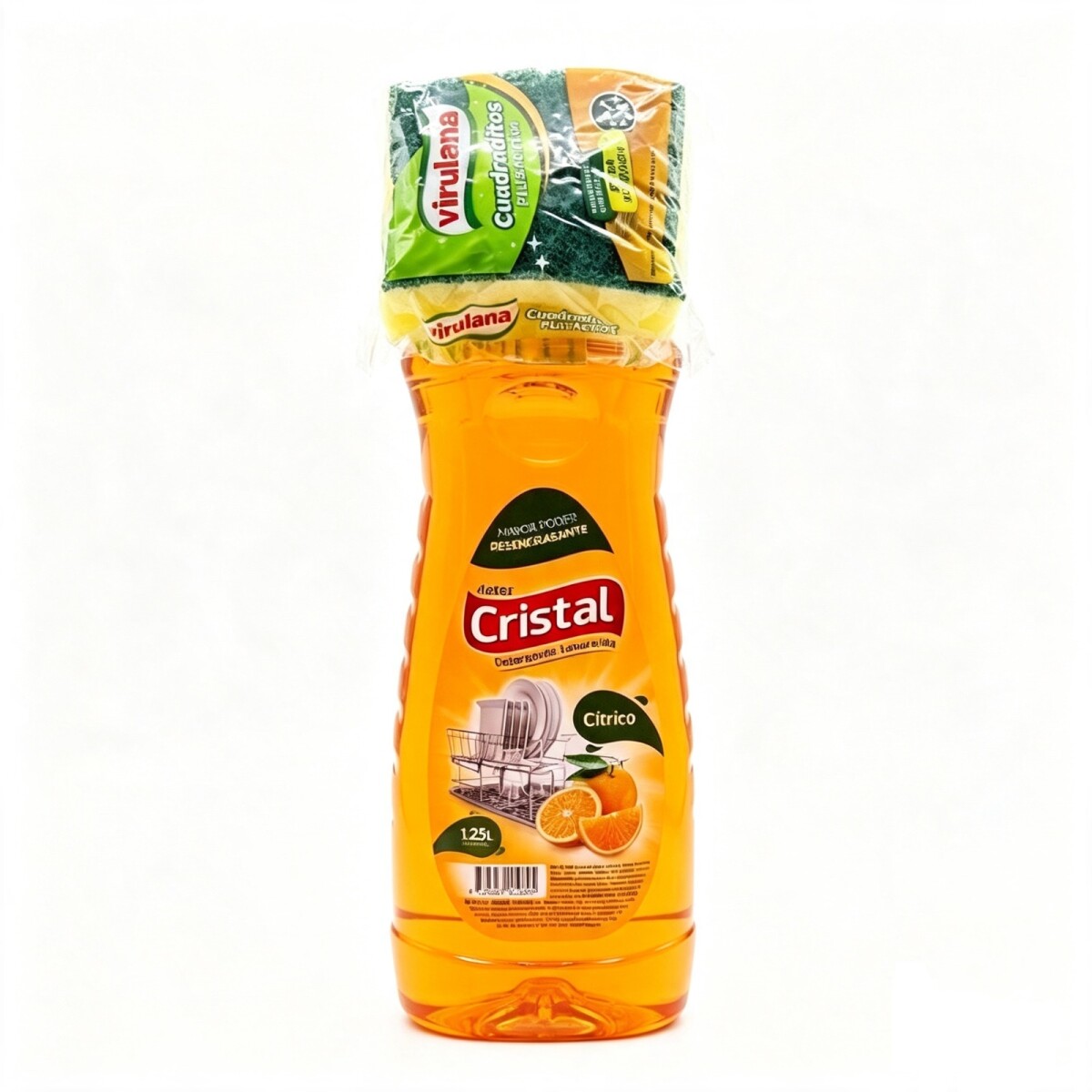 DETERGENTE CRISTAL CITRICO + ESPONJA 1.25LTS 