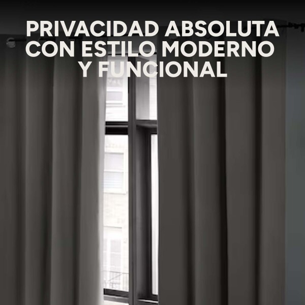 Cortina Blackout 100% Engomada Termica Set 2 Paños Tipo Lino Variante Color Gris Oscuro