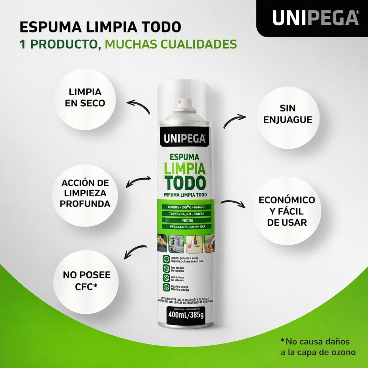 ESPUMA LIMPA TODO 400ML UNIPEGA Espuma Limpa Todo 400ml Unipega